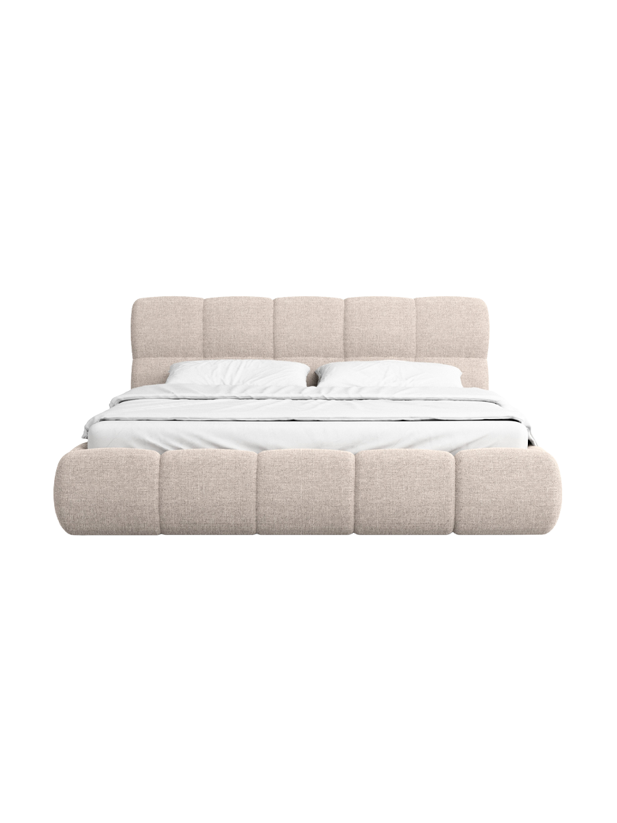 
Design Polsterbett „Isola“ mit Ablagefach, Webstoff Beige - 140 x 200 cm