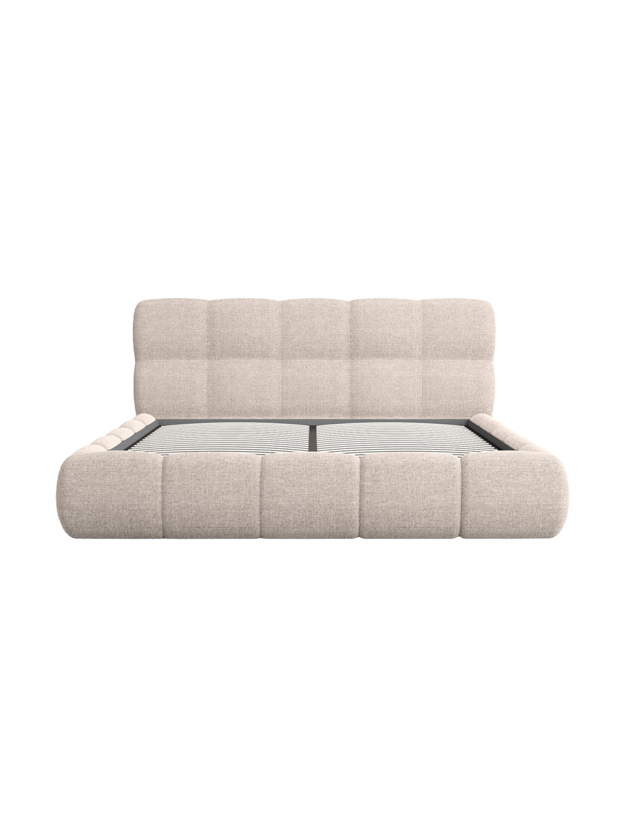 
Design Polsterbett „Isola“ mit Ablagefach, Webstoff Beige - 140 x 200 cm