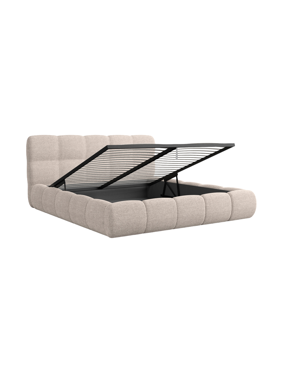 
Design Polsterbett „Isola“ mit Ablagefach, Webstoff Beige - 140 x 200 cm