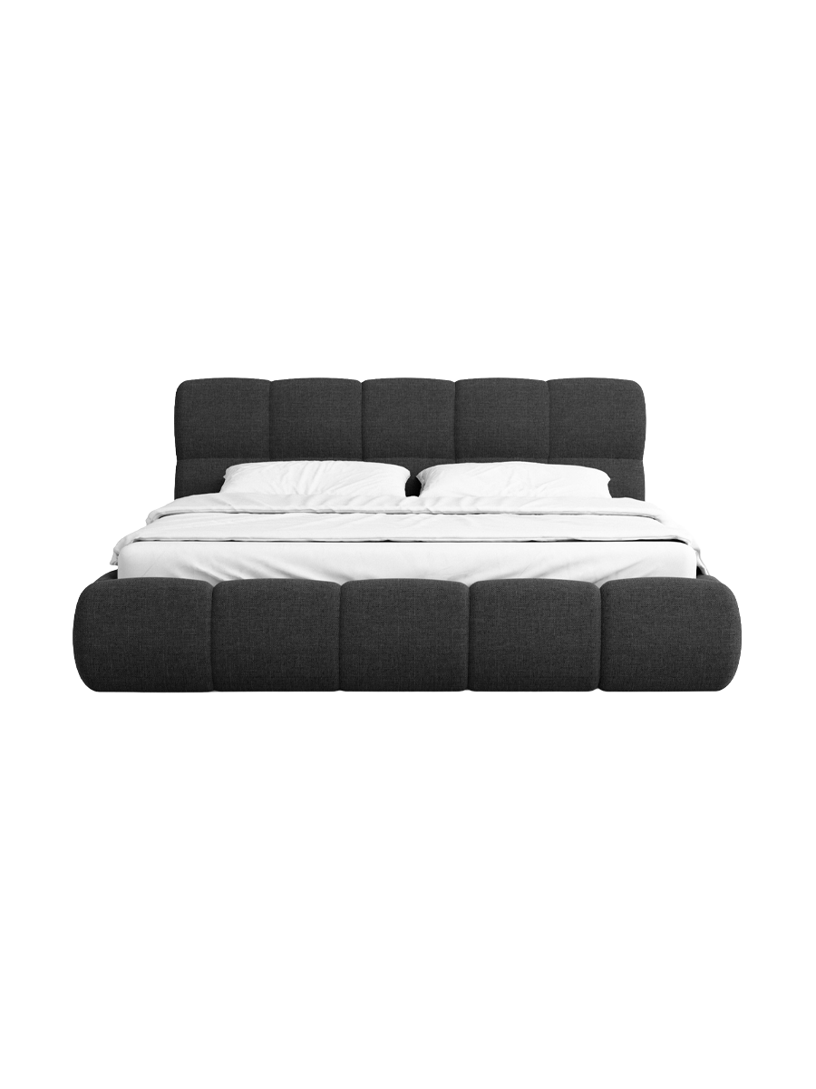 
Design Polsterbett „Isola“ mit Ablagefach, Webstoff Schwarz - 140 x 200 cm