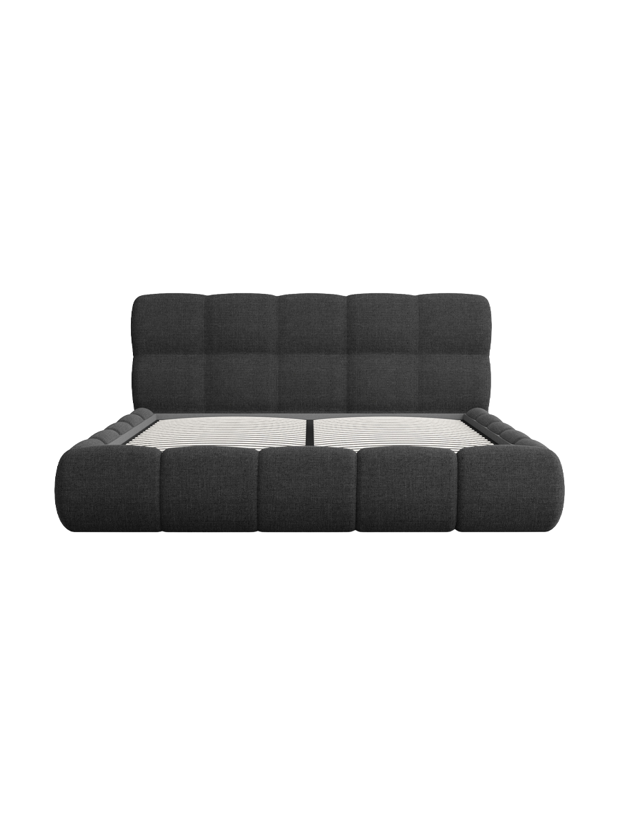 
Design Polsterbett „Isola“ mit Ablagefach, Webstoff Schwarz - 140 x 200 cm