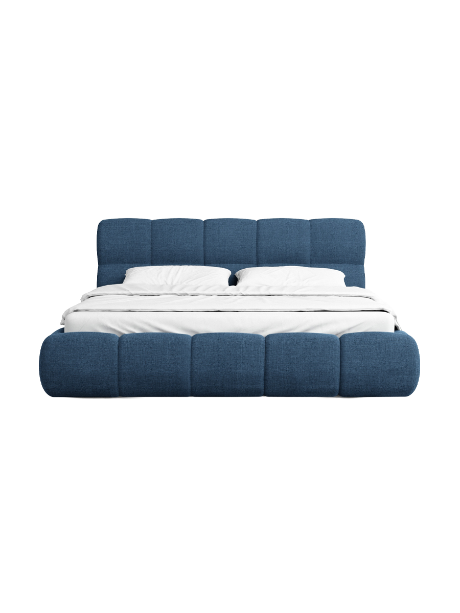 
Design Polsterbett „Isola“ mit Ablagefach, Webstoff Dunkelblau - 140 x 200 cm