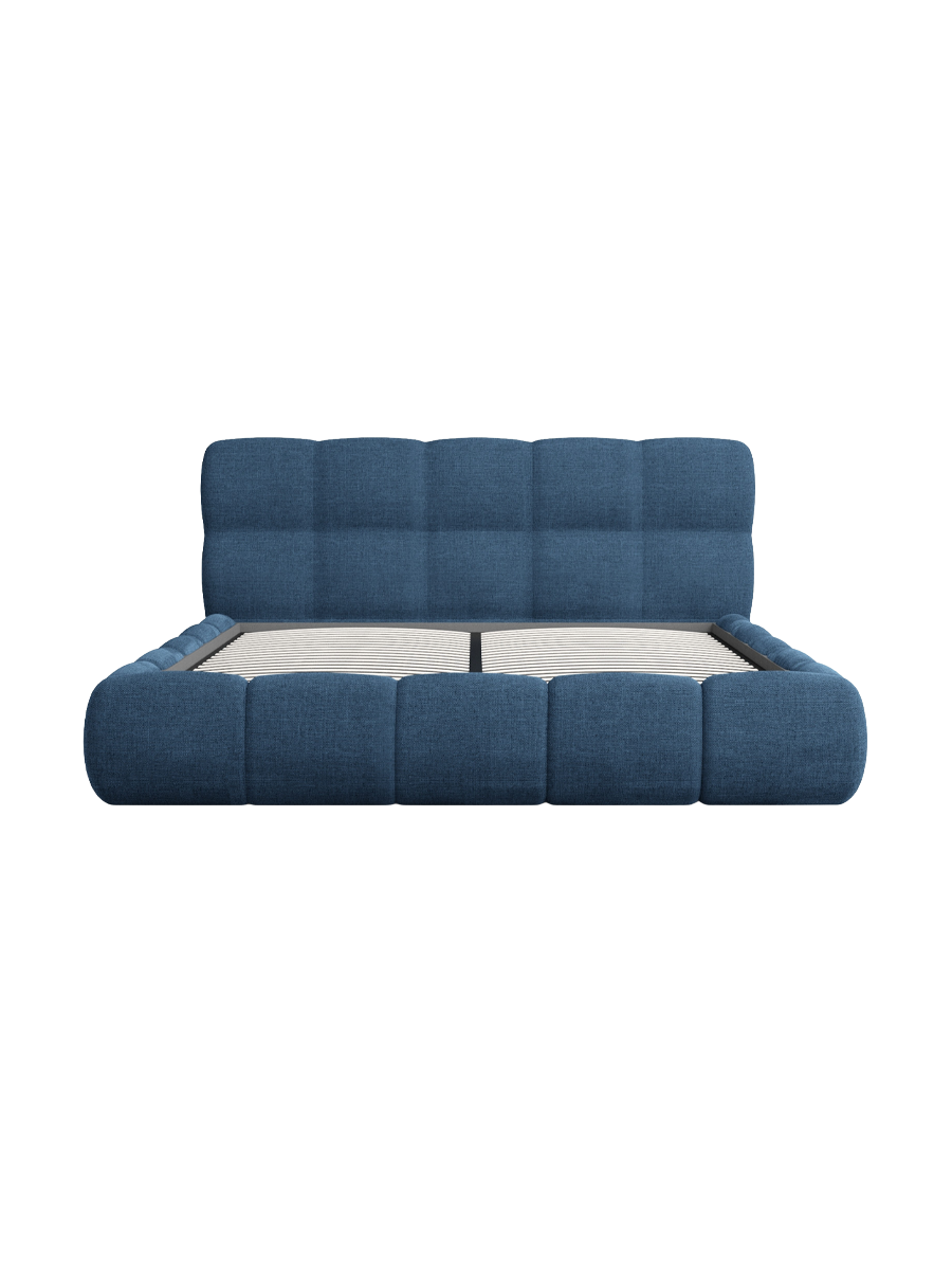 
Design Polsterbett „Isola“ mit Ablagefach, Webstoff Dunkelblau - 140 x 200 cm