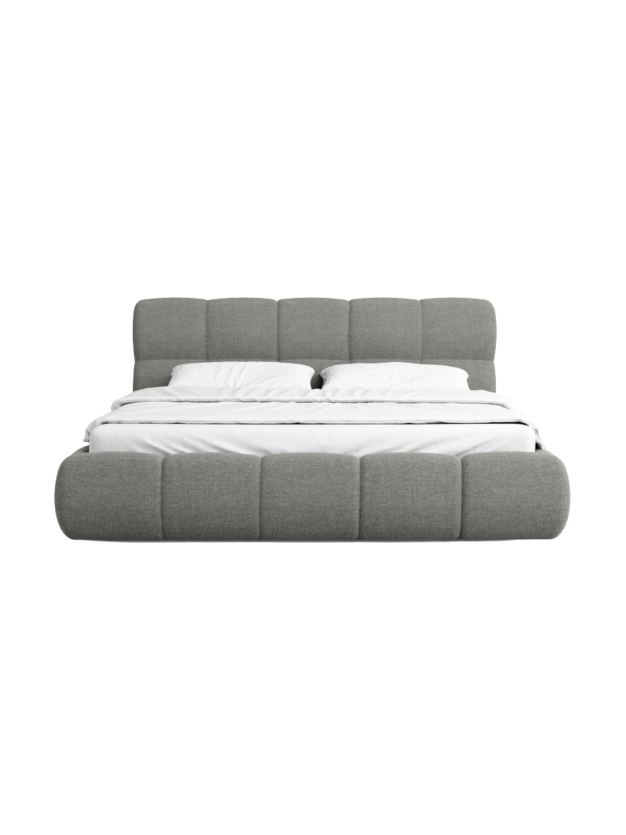 
Design Polsterbett „Isola“ mit Ablagefach, Webstoff Grau - 140 x 200 cm