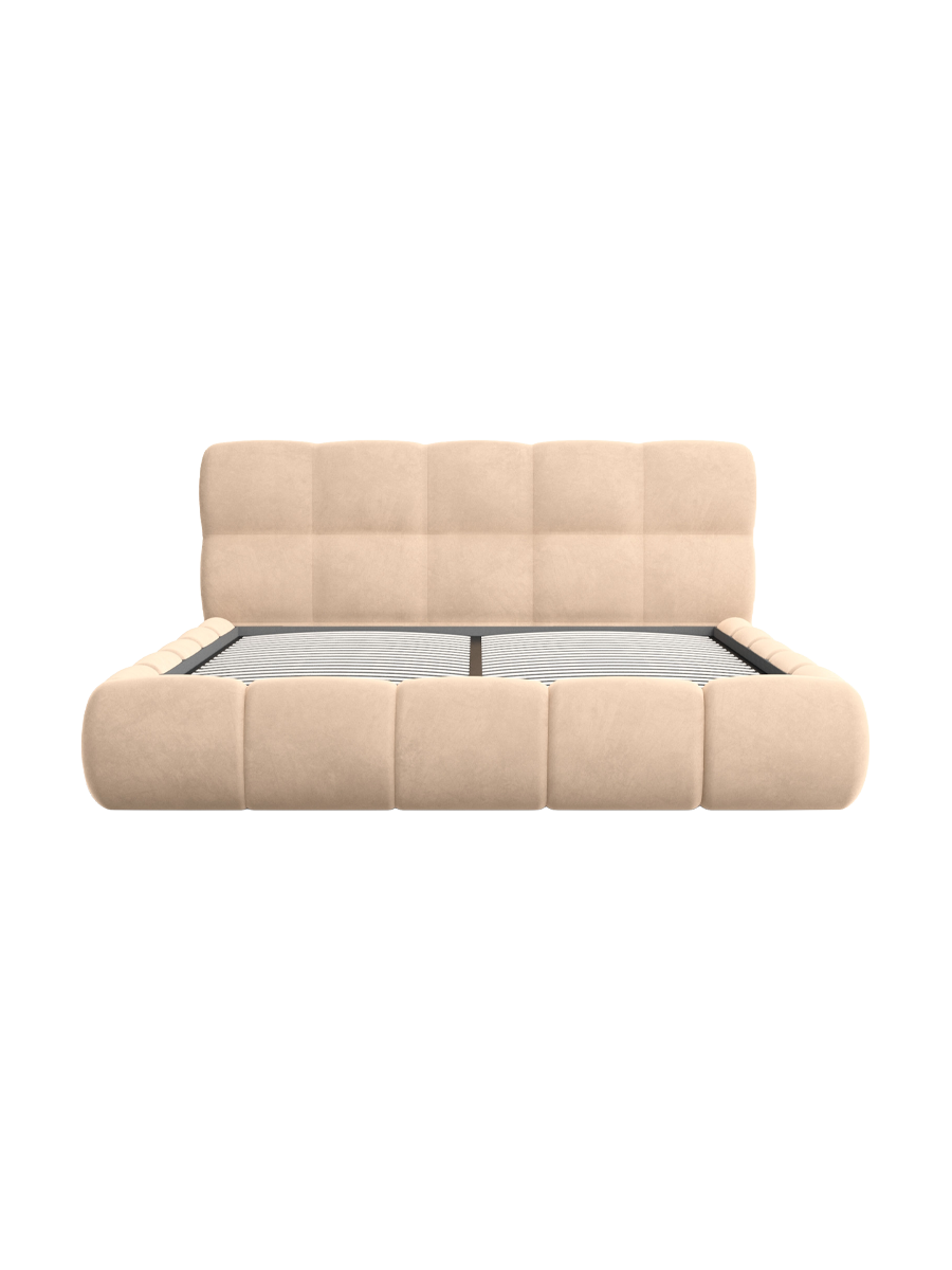 
Design Polsterbett „Isola“ mit Ablagefach, Samt Beige - 140 x 200 cm