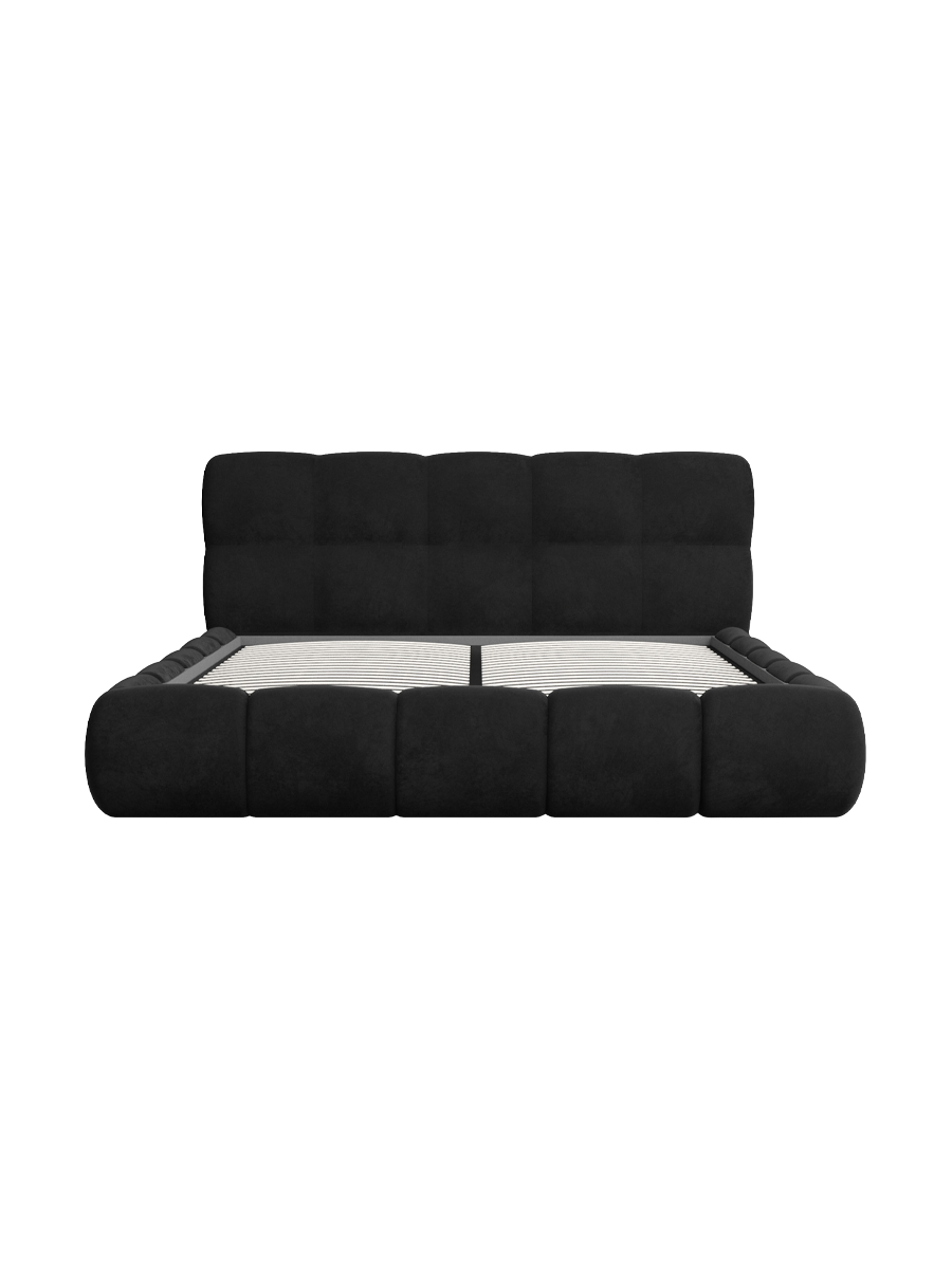 
Design Polsterbett „Isola“ mit Ablagefach, Samt Schwarz - 140 x 200 cm