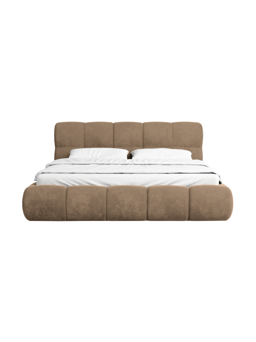 
Design Polsterbett „Isola“ mit Ablagefach, Samt Braun - 140 x 200 cm