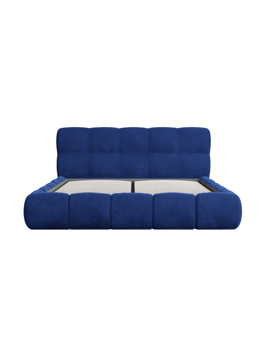
Design Polsterbett „Isola“ mit Ablagefach, Samt Blau - 140 x 200 cm
