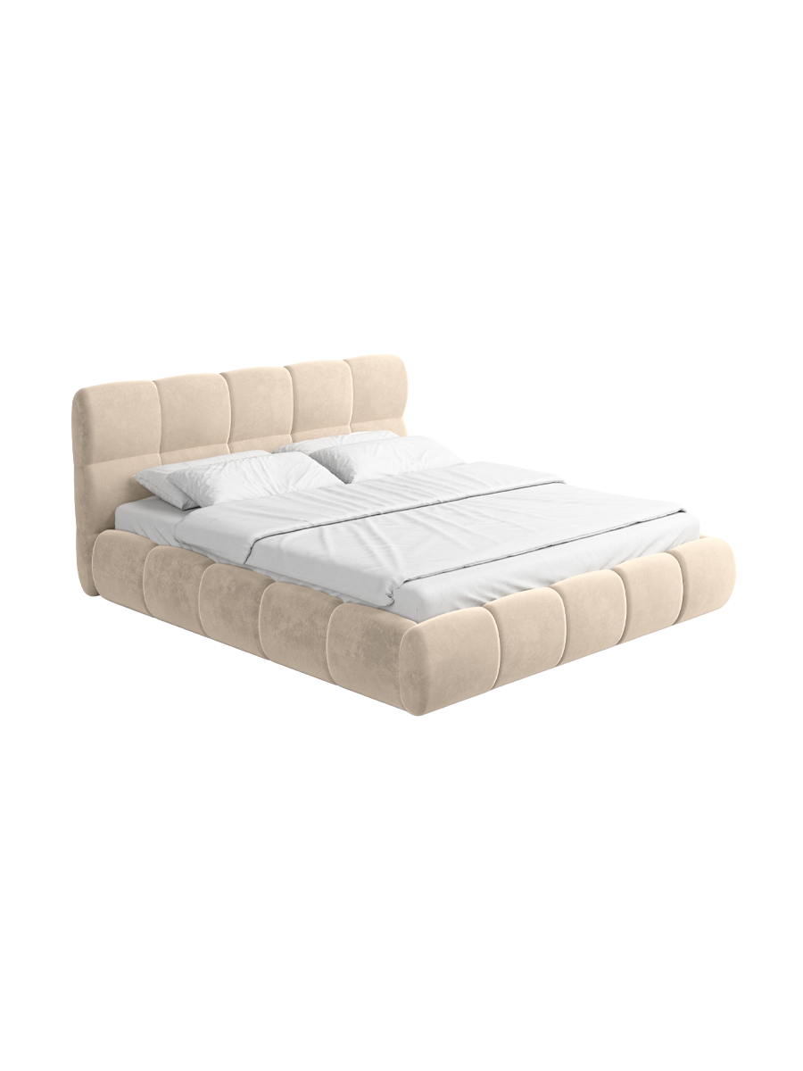 
Design Polsterbett „Isola“ mit Ablagefach, Samt Cream - 140 x 200 cm