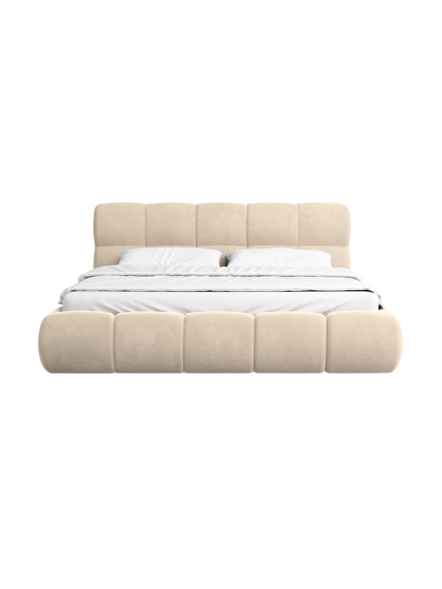 
Design Polsterbett „Isola“ mit Ablagefach, Samt Cream - 140 x 200 cm