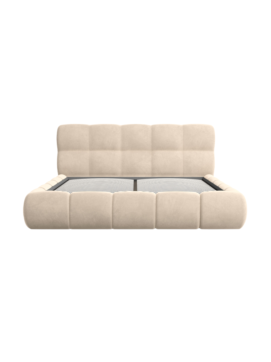 
Design Polsterbett „Isola“ mit Ablagefach, Samt Cream - 140 x 200 cm