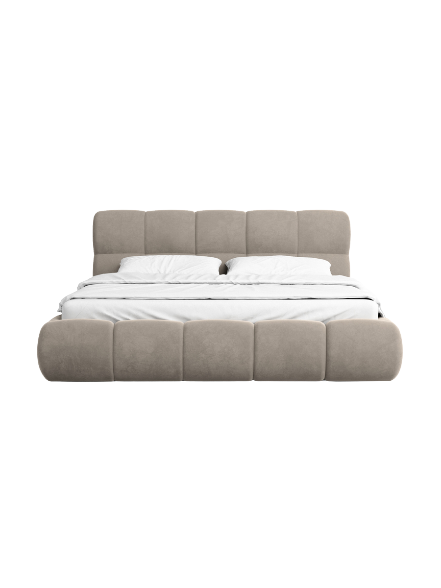 
Design Polsterbett „Isola“ mit Ablagefach, Samt Beige dunkel - 140 x 200 cm