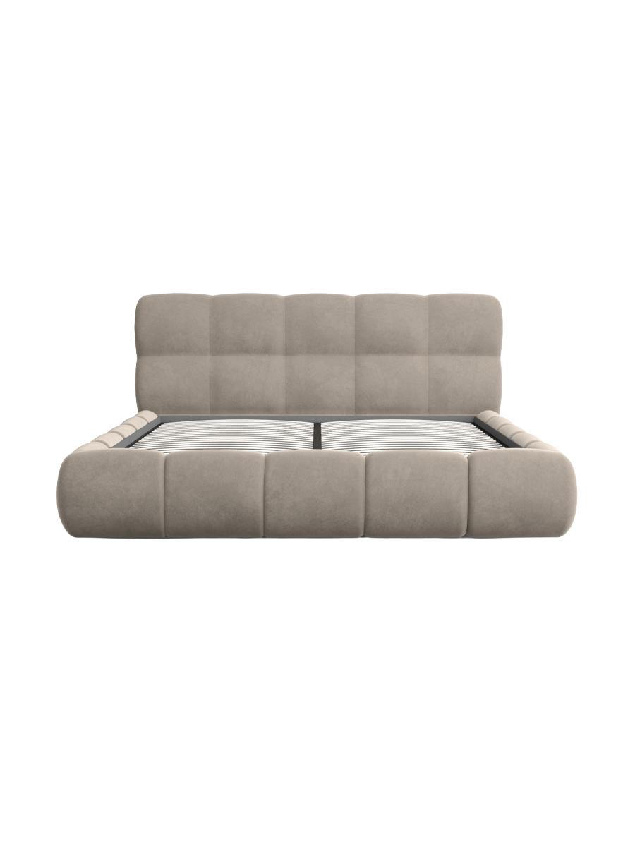 
Design Polsterbett „Isola“ mit Ablagefach, Samt Beige dunkel - 140 x 200 cm