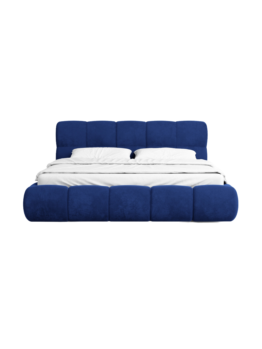 
Design Polsterbett „Isola“ mit Ablagefach, Samt Dunkelblau - 140 x 200 cm