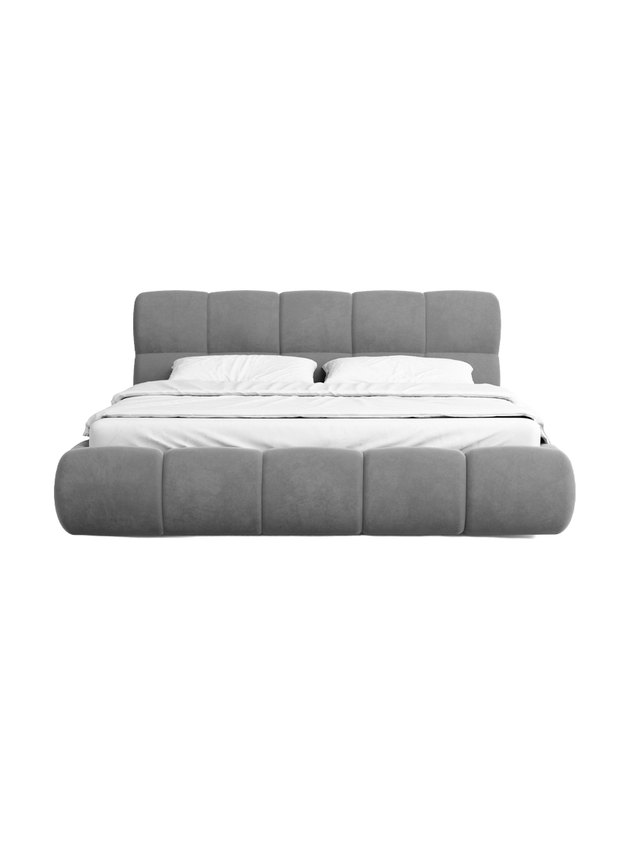 
Design Polsterbett „Isola“ mit Ablagefach, Samt Grau - 140 x 200 cm