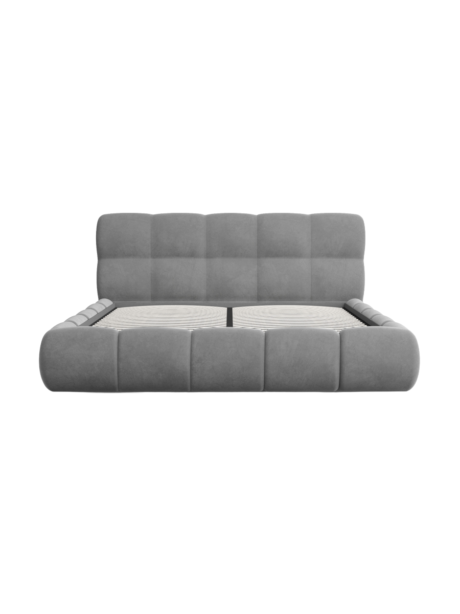
Design Polsterbett „Isola“ mit Ablagefach, Samt Grau - 140 x 200 cm