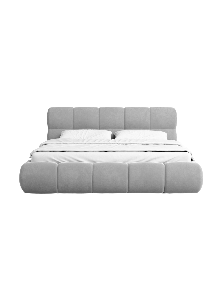
Design Polsterbett „Isola“ mit Ablagefach, Samt Hellgrau - 140 x 200 cm