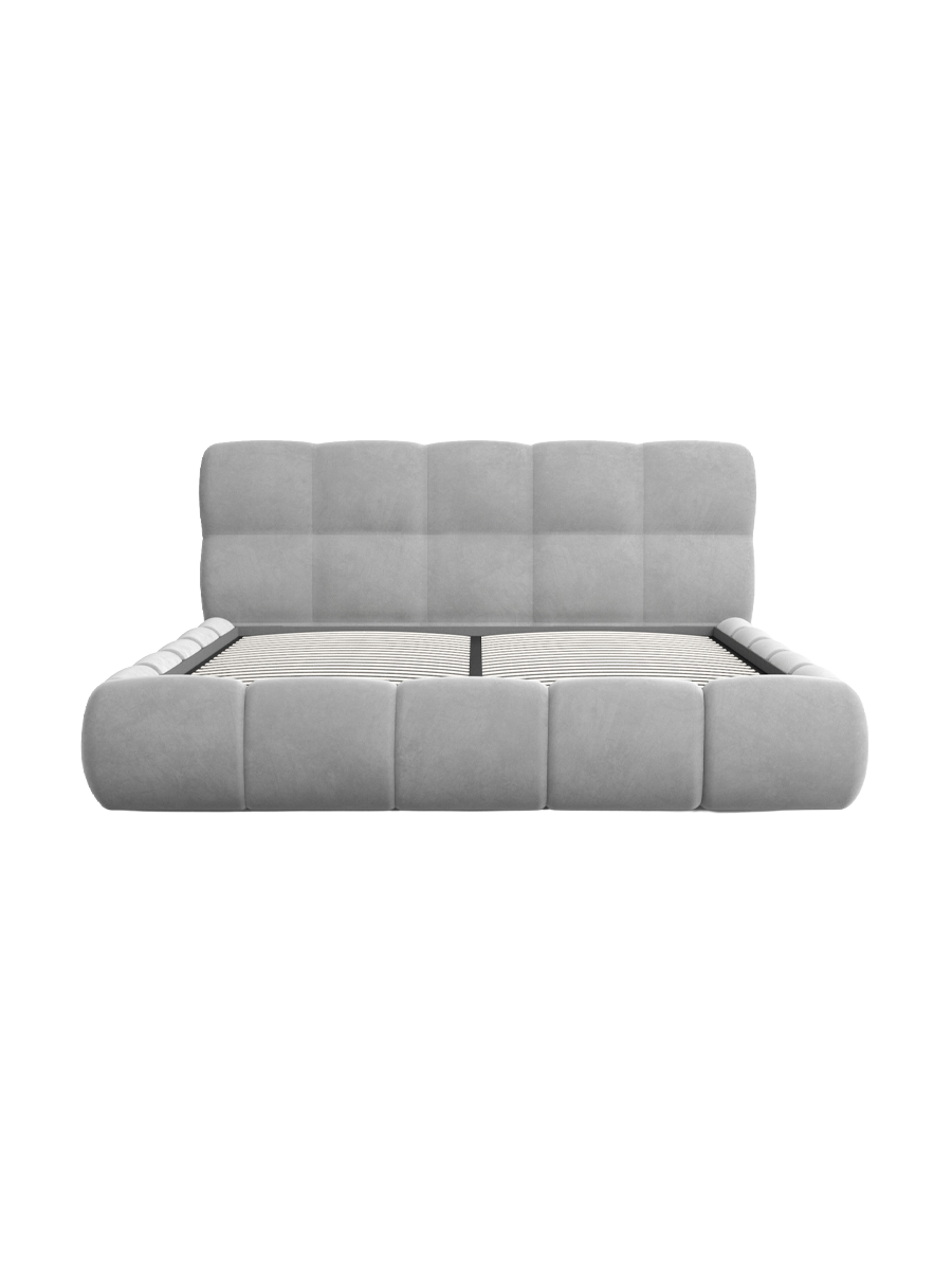 
Design Polsterbett „Isola“ mit Ablagefach, Samt Hellgrau - 140 x 200 cm
