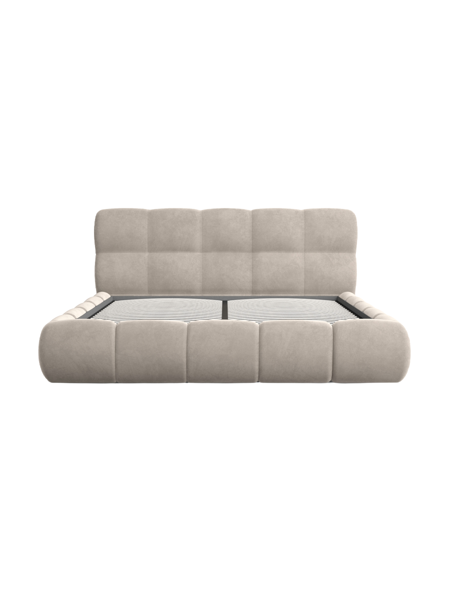 
Design Polsterbett „Isola“ mit Ablagefach, Samt Sand - 140 x 200 cm