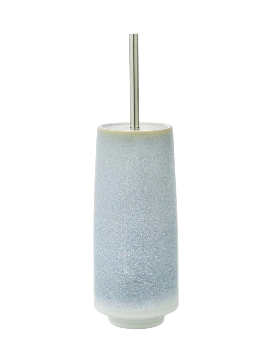 
Handgefertigter Design Toilettenbürstenhalter „Figo“ aus Keramik, Eisblau