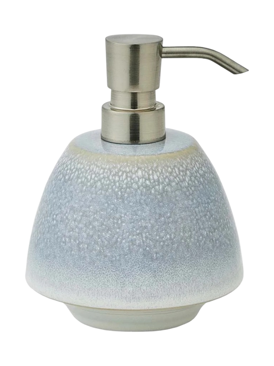 
Dispenser per sapone di design «Figo» da 450 ml, fatto a mano in ceramica, blu ghiaccio