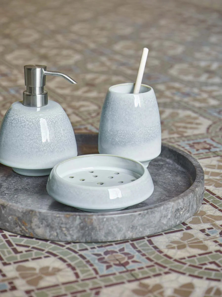 
Handmade Ceramic Design Soap Dish "Figo", Ice Blue