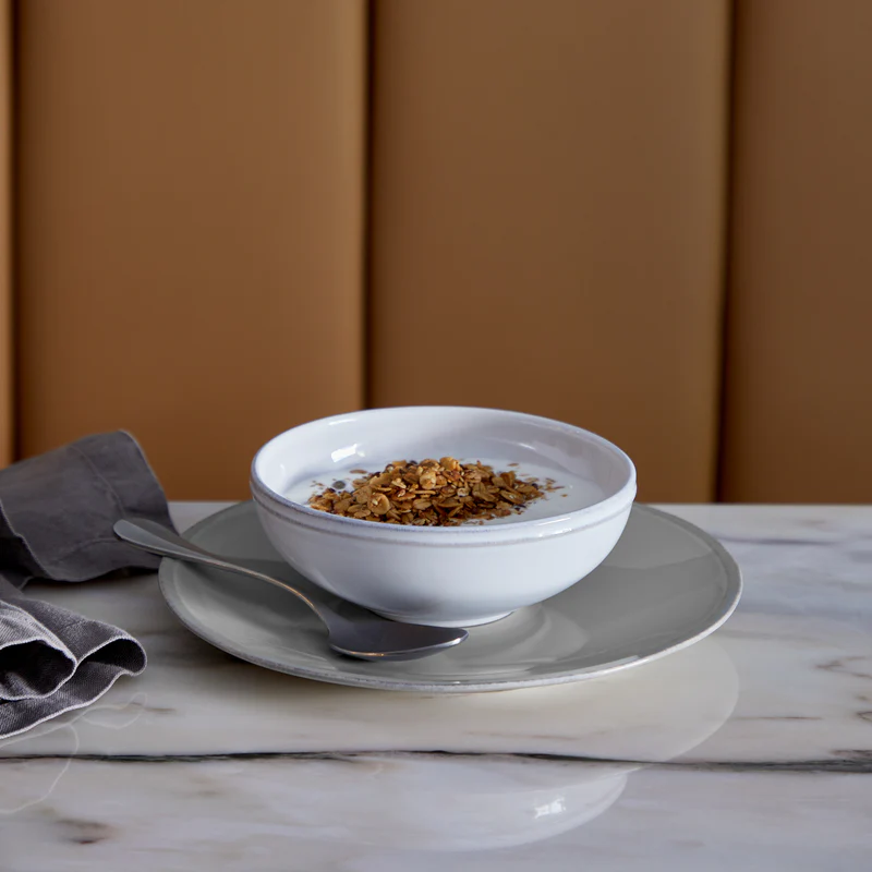 
Assiette à salade et dessert artisanale « Friso » - Gris