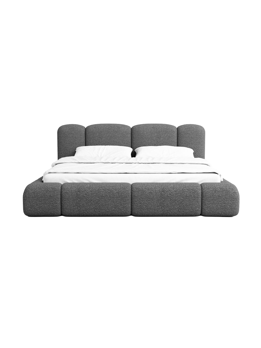 
Design Polsterbett „Elara“ mit Ablagefach, Bouclé Graphit - 140 x 200 cm