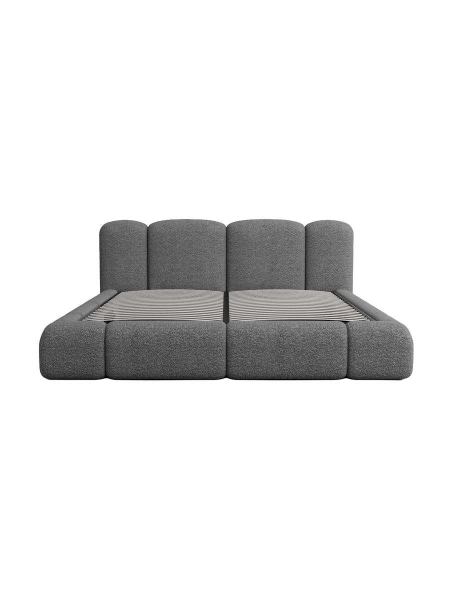 
Design Polsterbett „Elara“ mit Ablagefach, Bouclé Graphit - 140 x 200 cm