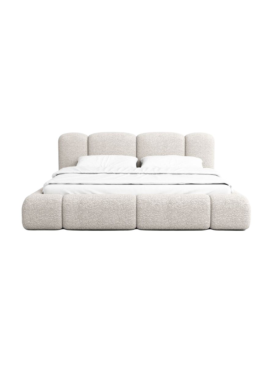 
Design Polsterbett „Elara“ mit Ablagefach, Bouclé Toffee - 140 x 200 cm