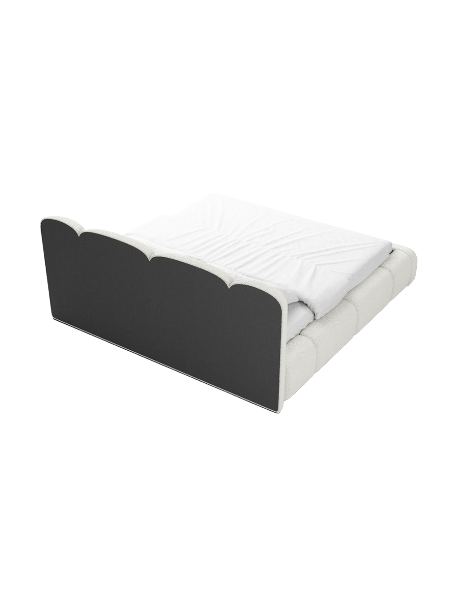
Design Polsterbett „Elara“ mit Ablagefach, Bouclé Weiss - 140 x 200 cm