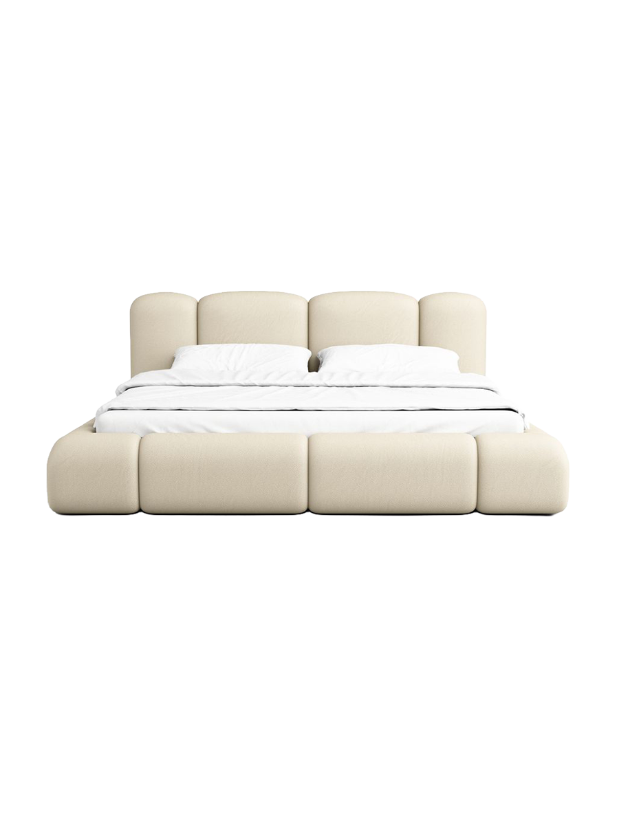 
Design Polsterbett „Elara“ mit Ablagefach, Kunstleder Beige - 140 x 200 cm