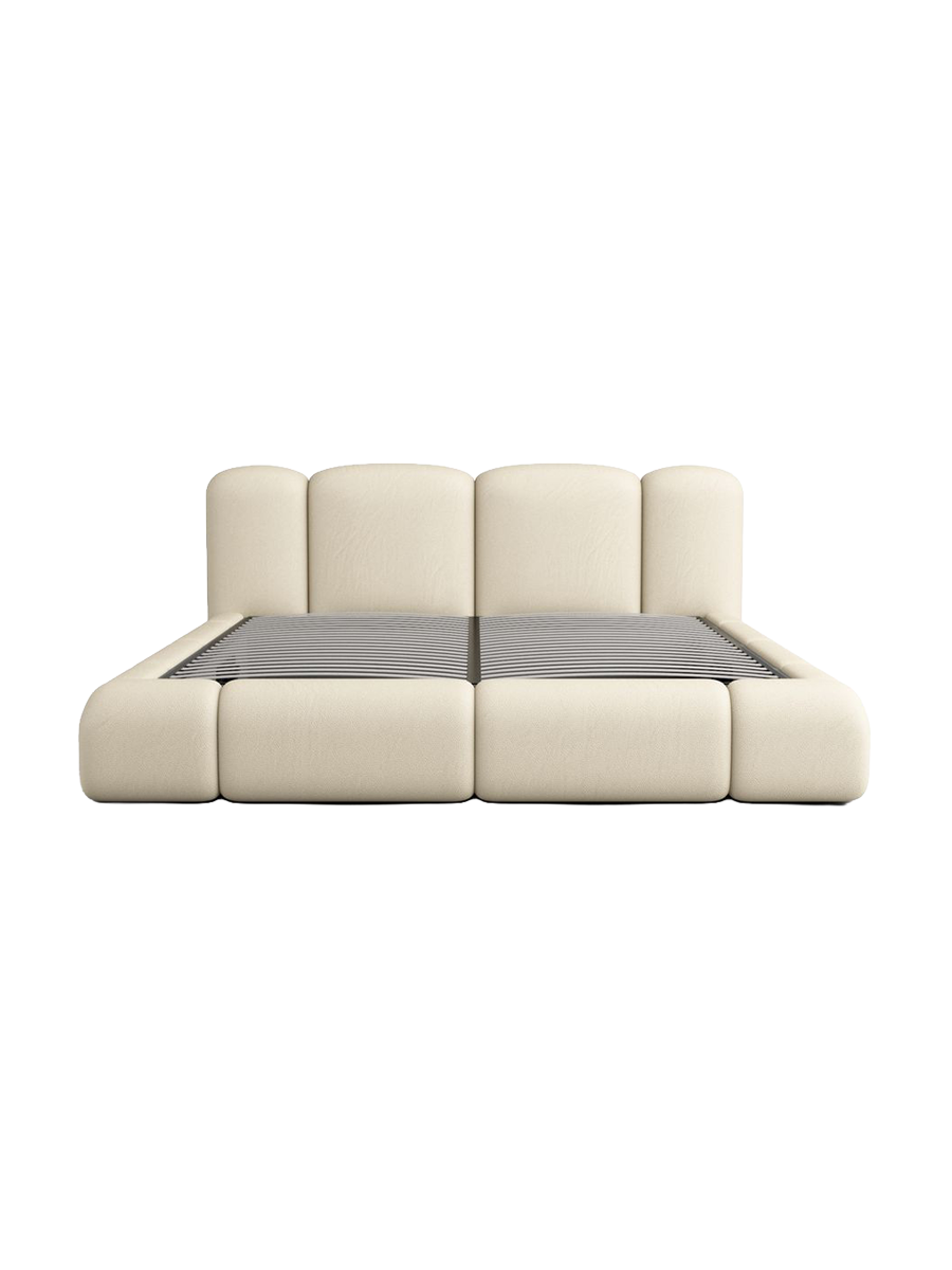 
Design Polsterbett „Elara“ mit Ablagefach, Kunstleder Beige - 140 x 200 cm