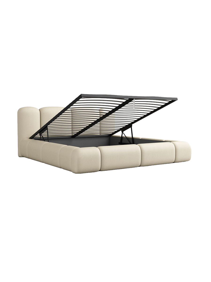 
Design Polsterbett „Elara“ mit Ablagefach, Kunstleder Beige - 140 x 200 cm