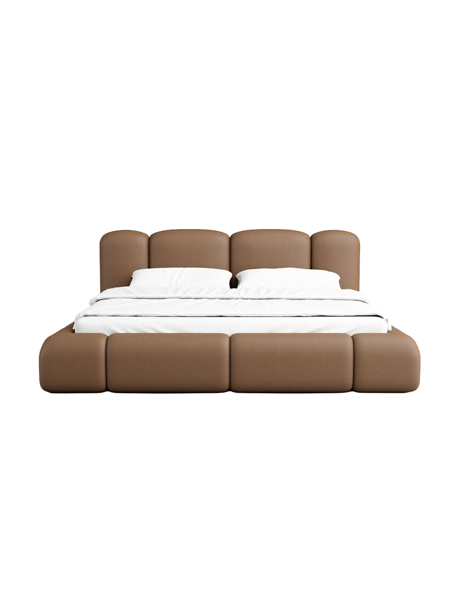 
Design Polsterbett „Elara“ mit Ablagefach, Kunstleder Choco Brown - 140 x 200 cm