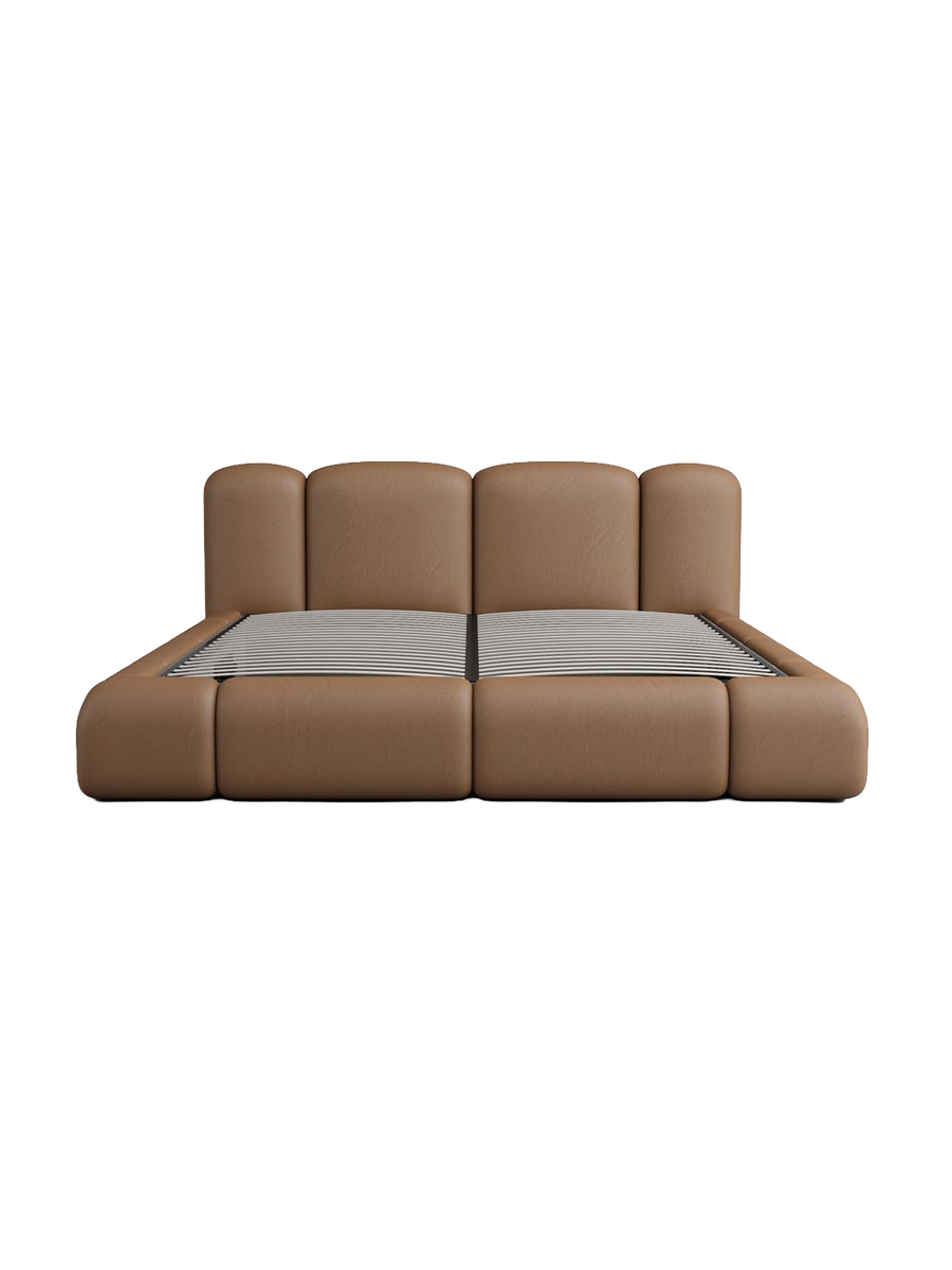 
Design Polsterbett „Elara“ mit Ablagefach, Kunstleder Choco Brown - 140 x 200 cm
