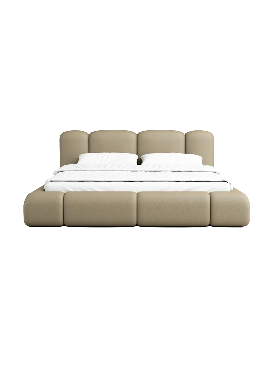 
Design Polsterbett „Elara“ mit Ablagefach, Kunstleder Beige dunkel - 140 x 200 cm
