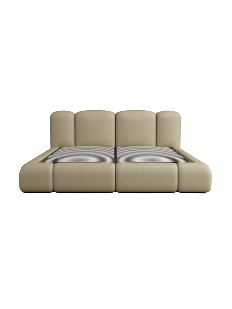 
Design Polsterbett „Elara“ mit Ablagefach, Kunstleder Beige dunkel - 140 x 200 cm