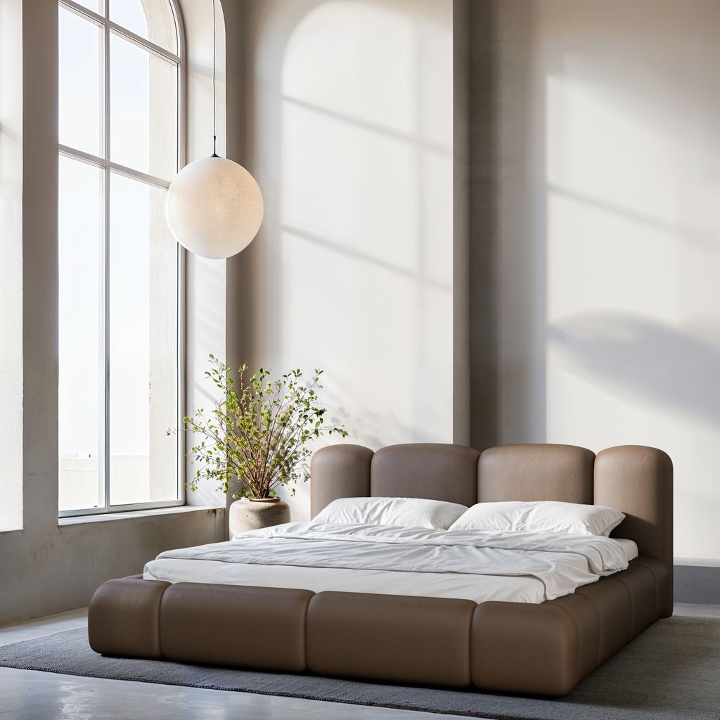 
Design Polsterbett „Elara“ mit Ablagefach, Kunstleder Dunkelbraun - 140 x 200 cm