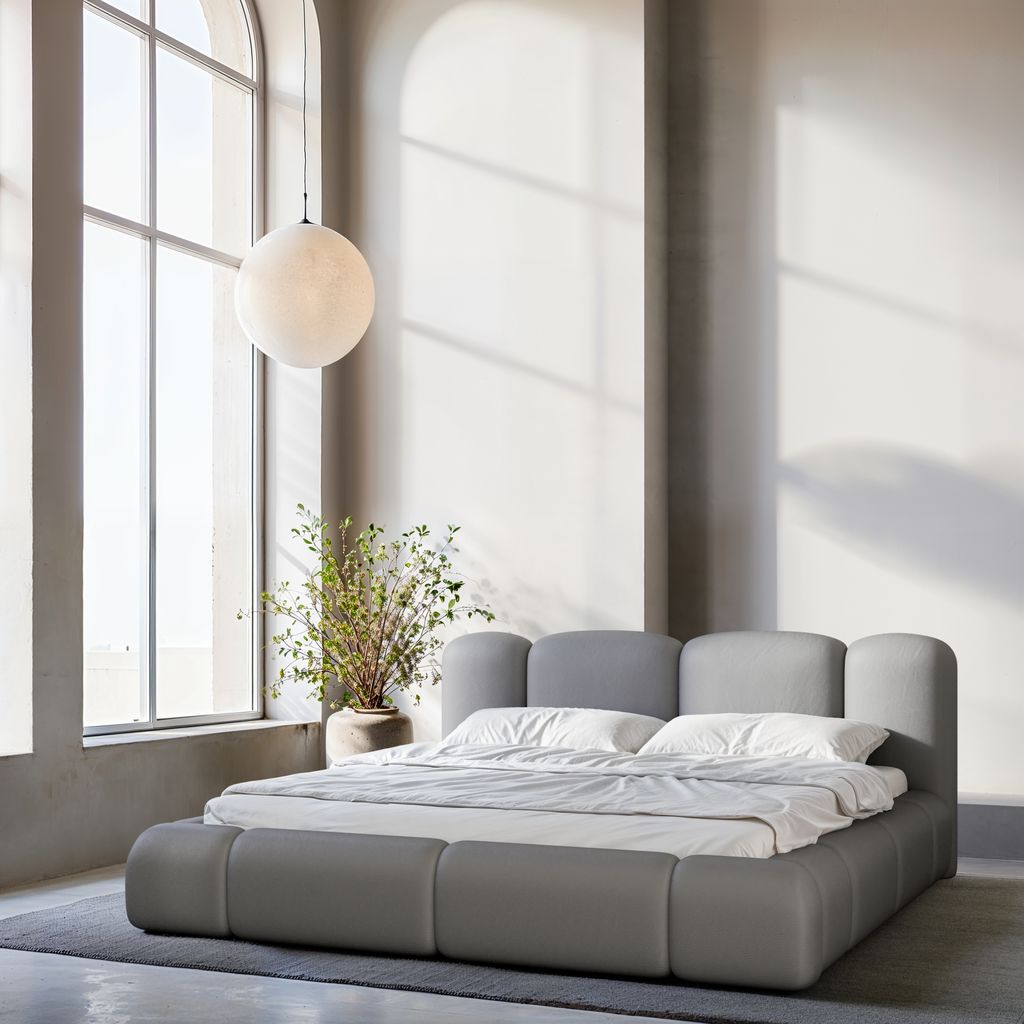 
Design Polsterbett „Elara“ mit Ablagefach, Kunstleder Grau - 140 x 200 cm