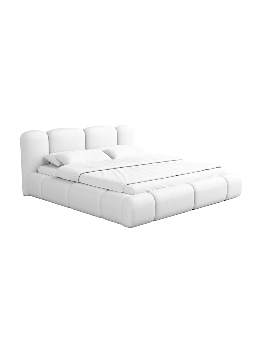 
Design Polsterbett „Elara“ mit Ablagefach, Kunstleder Weiss - 140 x 200 cm