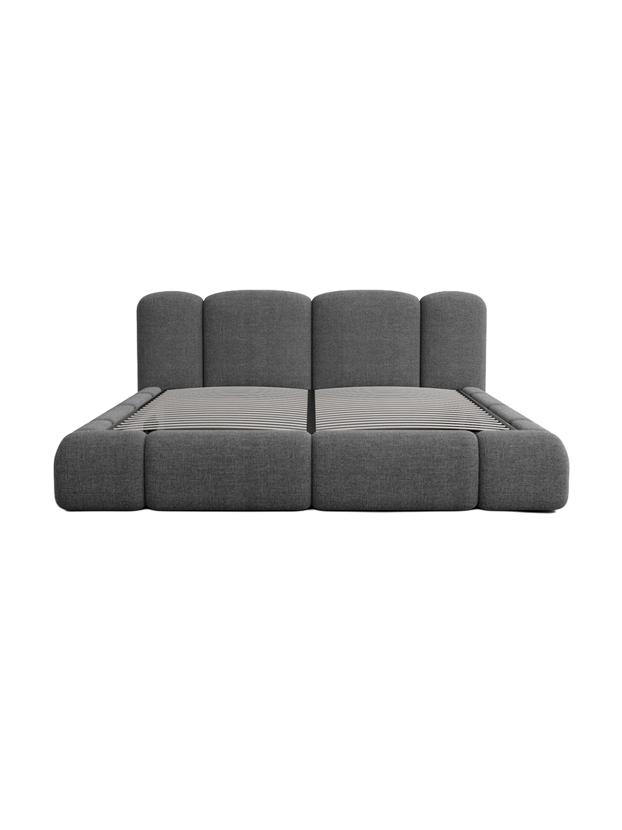 
Design Polsterbett „Elara“ mit Ablagefach, Webstoff Anthrazit - 140 x 200 cm