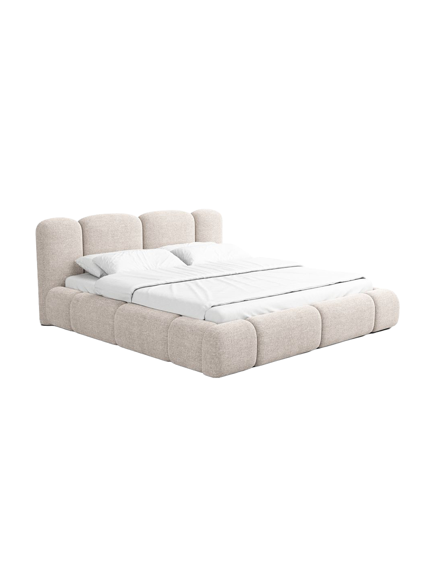 
Design Polsterbett „Elara“ mit Ablagefach, Webstoff Beige - 140 x 200 cm