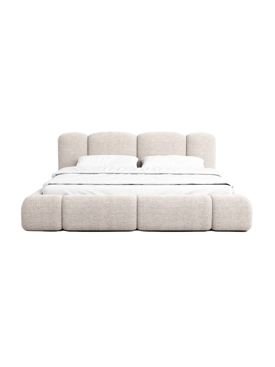 
Design Polsterbett „Elara“ mit Ablagefach, Webstoff Beige - 140 x 200 cm