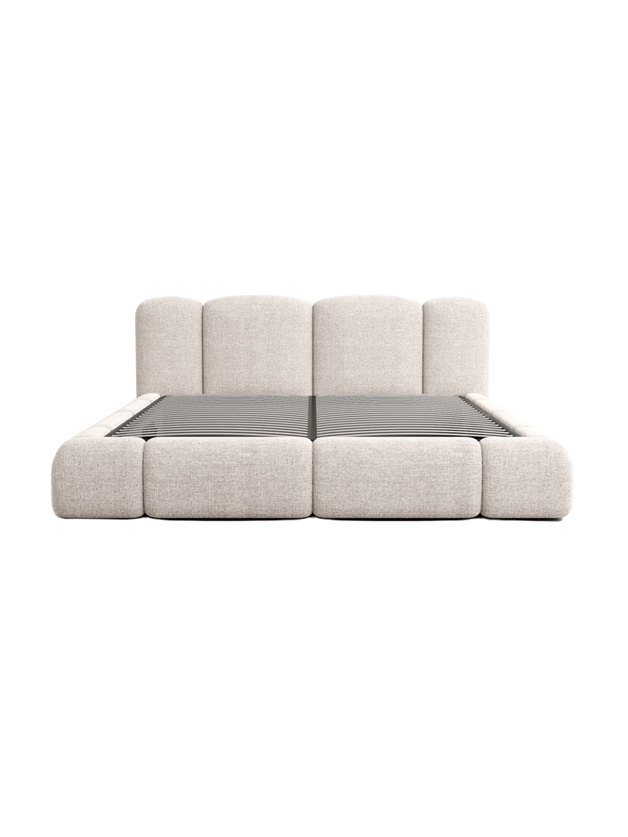 
Design Polsterbett „Elara“ mit Ablagefach, Webstoff Beige - 140 x 200 cm