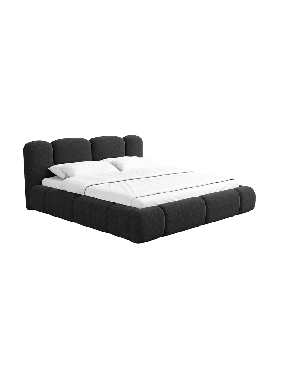 
Design Polsterbett „Elara“ mit Ablagefach, Webstoff Schwarz - 140 x 200 cm