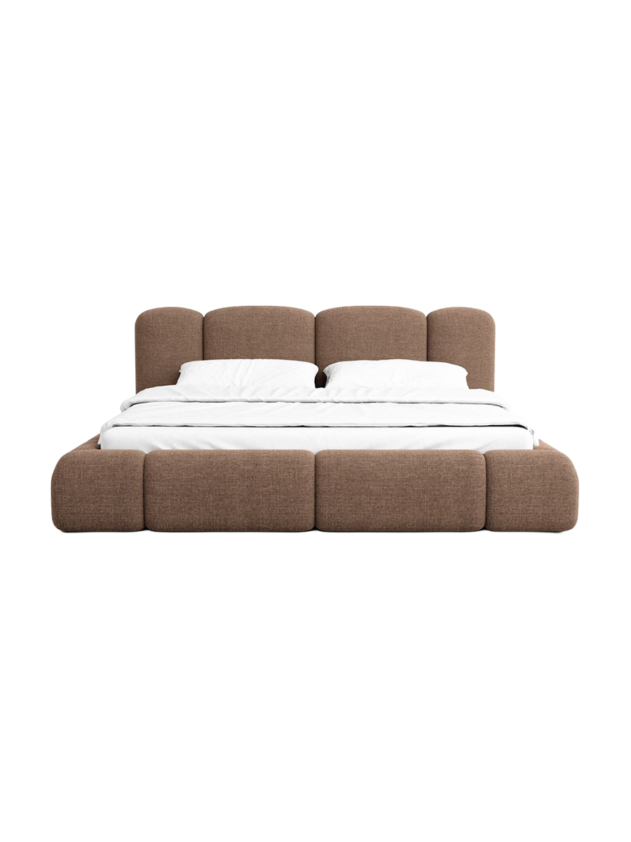 
Design Polsterbett „Elara“ mit Ablagefach, Webstoff Braun - 140 x 200 cm