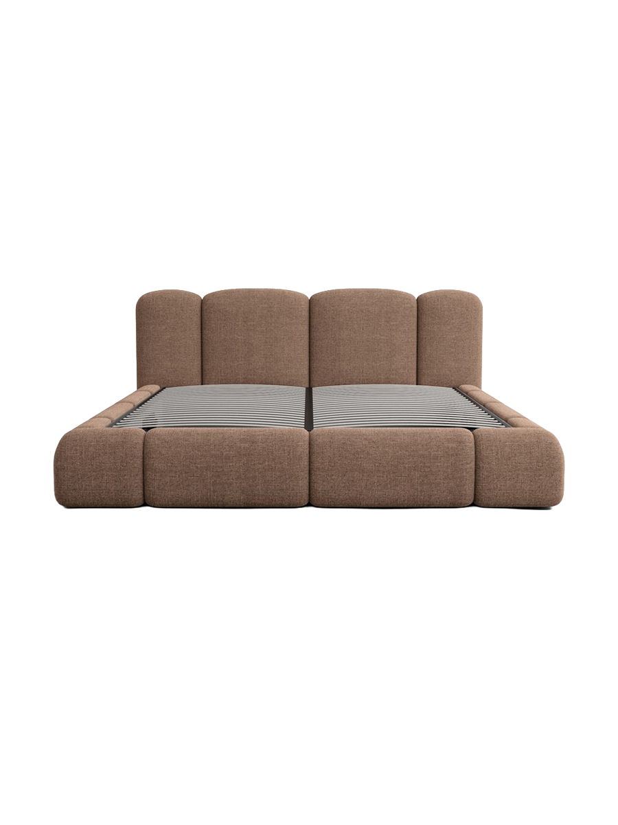 
Design Polsterbett „Elara“ mit Ablagefach, Webstoff Braun - 140 x 200 cm