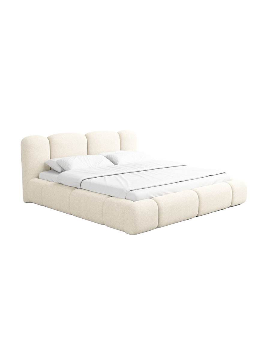 
Design Polsterbett „Elara“ mit Ablagefach, Webstoff Cream - 140 x 200 cm
