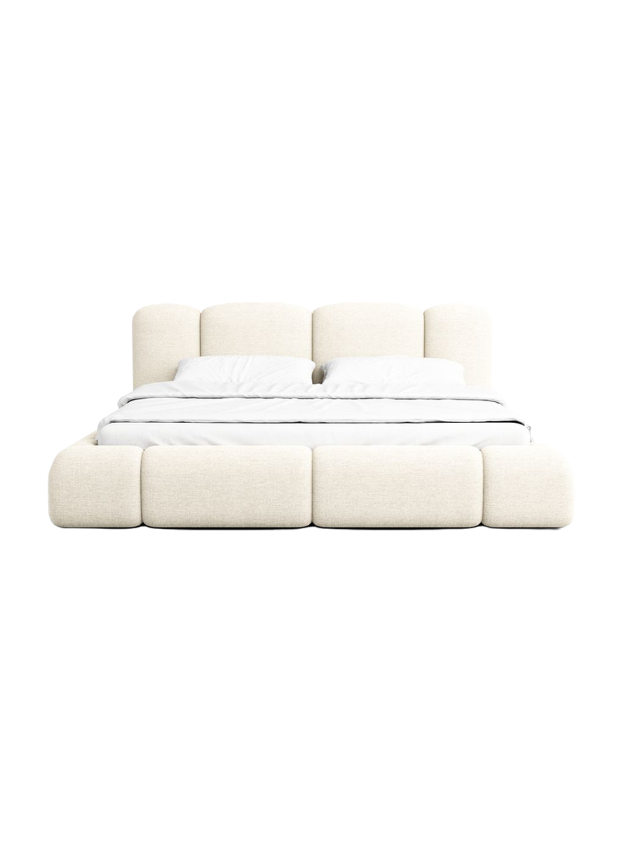 
Design Polsterbett „Elara“ mit Ablagefach, Webstoff Cream - 140 x 200 cm